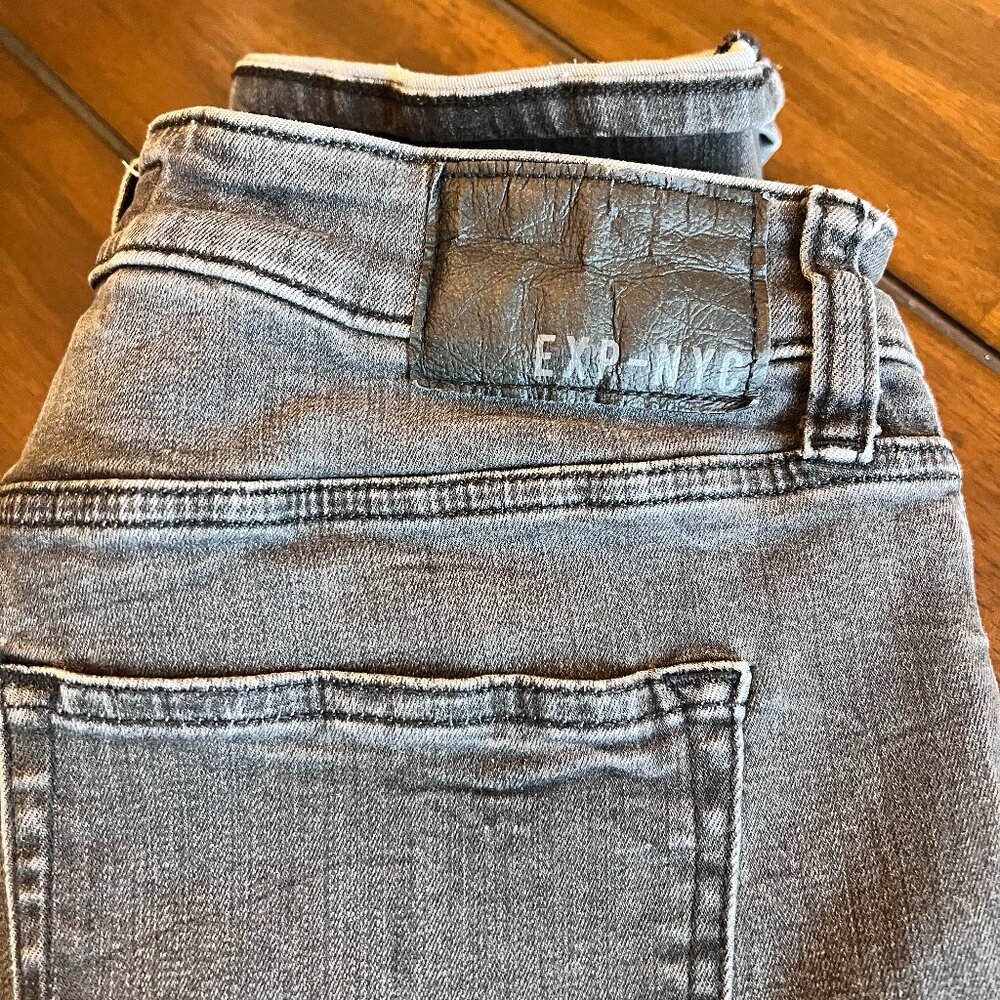 Express hyper stretch faded gray jeans